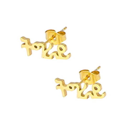 Custom korean name jewelry in different languages suppliers personalized 14k name earrings studs manufacturers